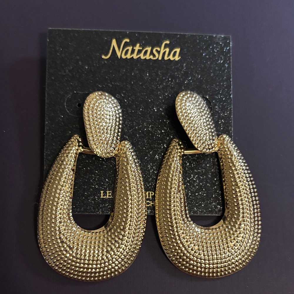 Natasha Couture Elegant Gold Earrings